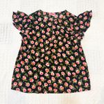 Kate Spade New York medium ditsy rosed flutter sleeve keyhole top TB2 2893 Black Photo 7