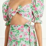 Hill House Womens The Isabella Top Crop Smocked Puff Sleeve Pink Roses White M Photo 0