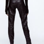 ZARA Black Faux Leather Zebra Leggings | XS Photo 0