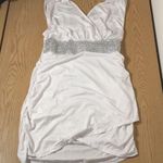 B74 New Womens Rhinestones Ruched Dress White Size Small Photo 0