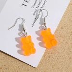 🆕Orange Candy Gummy Bear Dangle Earrings Photo 1