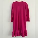 Vintage 80s Bright Pink Dunollie Looms Ruffle Hem Knit Dress Size 10 Photo 6
