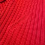 Carlisle  Vtg Heavy Ribbed Merino Wool Red Cowl Neck Button Zip Cardigan Jacket L Photo 3