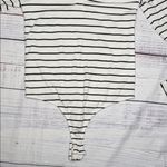 Pilcro  Black and White Striped V-Neck Bodysuit Photo 4