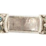 Tibetan Cast Silver Alloy Floral Engraved Turquoise Cuff Bracelet Photo 0