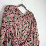 ZARA NWT  Printed Floral Draped Tie Ruched Mini Dress Pink Green Black Small Photo 8