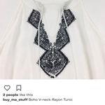 boho v neck rayon tunic White Photo 2