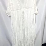 Cupshe  ONE SIZE FITS MOST WHITE GAUZY SWIM COVER UP FRONT TIE LASER CUT INSET Photo 0