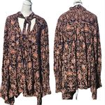 Free People NEW  Printed Bridgette Tunic Multi Color Blk Combo Size XS Oversized Photo 2