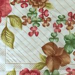 Turkish Silk Scarf 36x36 Floral Glossy‎ Red, Green, Tan, Gold, White Lightweight Green Photo 2