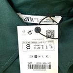 ZARA Asymmetric Poplin Button Up Long Sleeve Shirt in Duck Green Photo 8