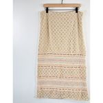 ZARA  Womens Skirt Beige Midi Crochet Straight Tiered Beach Summer Boho Large Photo 4