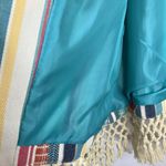 Multiples  Size L Blazer Jacket Crochet Fringe Striped Print Open Front Lined Photo 7