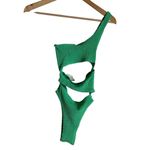 Bond Eye Rico Green One Shoulder Cut Out One Piece Crinkle Swimsuit One Size Photo 8