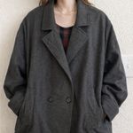 J. Gallery Vintage Flannel Lining Coat 70% Wool Sz 9/10 Large Oversized 90s Gray Photo 0