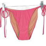 J.Crew NWT  Curved-Waist Cheeky String Bikini Bottom with Beads Pink Size Small Photo 0