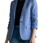 Banana Republic NWT Linen Blend Boyfriend Blazer Cornflower Blue Women’s Size 6 Photo 0
