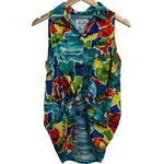 Jams World VTG Multicolor Africa Map Print Sleeveless Hawaiian Shirt Boho Medium Photo 3