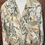 Petite Sophisticate  Silk Jacket Womens PS Safari Jungle Print bomber full zip Photo 0