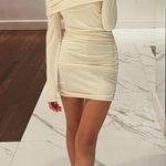 ZARA  mini dress ivory ruched Off-Shoulder Wedding Party evening  Photo 2