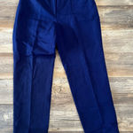 Anne Klein Womens 10 Cropped Pants Blue Linen Blend Career Casual Photo 0