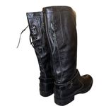 Naturalizer Naturalized Black pebbled Leather Knee-High Boots Buckle corset tie detail Photo 2