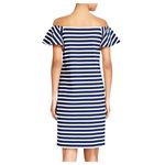 Ralph Lauren Lauren  on/off shoulder cotton blue/cream striped‎ dress. XL. NWT Photo 1