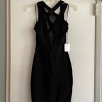 Revolve sheer mesh cut out Backless strappy plunge LBD mini black dress Photo 3
