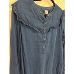 Old Navy Denim Dress Ruffle Collar Long Sleeve Casual Shirt Dress Small Photo 1