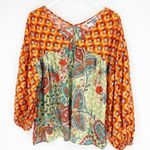 BUCKETLIST Lydia Mixed Print Balloon Sleeve Blouse L Orange Size L Photo 0