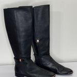 Ted Baker London Lykla Knee High Boots Black Leather Flat Boots 37.5 Ankle Bow Photo 1