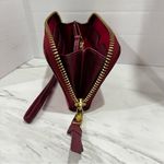 Tory Burch  Burgundy Fuchsia Pink Wristlet Wallet Leather & Gold Tone Hardware Photo 10