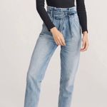 Abercrombie & Fitch A&F Ultra High Rise Paperbag Raw Hem Mom Jeans Photo 1