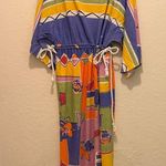 Vintage Terrycloth Colorful Geometric Patterned Dress Purple Size XL Photo 0