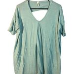 Luxe Baby Blue Cut Out Short Sleeve Classic Long Tunic Blouse Women SZ L Photo 0
