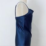 Bebe  satin effect spaghetti strap cowl neck midi  dress in navy Photo 4