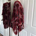 Woven Heart Velvet burnout sheer floral rose cape kimono dark floral Photo 11