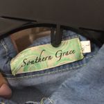 Southern Grace  denim button down Jesus take the wheel patch shirt size L Photo 5