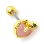 Peach Fruit Stud Earring – Rhinestone Cartilage or Lobe Piercing Jewelry Gold Photo 0