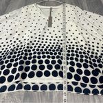 Last Tango White and Navy Blue Polka Dot Chiffon Blouse Top; Medium Women’s Photo 4