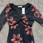 Cupshe NAT Black and Pink Floral Long Sleeve Dress Photo 3