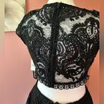Sequin Hearts black lace, sequin, sexy glamorous Christmas party back cutout mini dress NWT 7 Photo 5