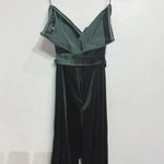 Lucy Paris  Green Alex Velvet Cropped Strapless Jumpsuit Sz M Photo 8