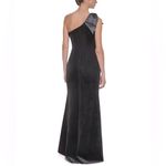 Eliza J Smokey Charcoal Grey Velvet One-Shoulder Formal Gown Size 12 Large Photo 5