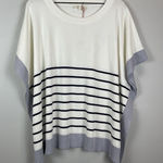 Entro  Womens Poncho Top Large Striped Round Neck Knit Sweater Heavy Coastal‎ Photo 0