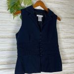 Vintage Y2K Navy Blue Textured Loop Button Vest Size 8 Photo 2