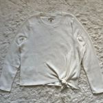 Madewell Top Elwood Knot Front Long Sleeve Jacquard Ivory Cream XXL NWOT Photo 3