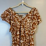 Old Navy  Dress Brown Floral Short Sleeve Tiered Mini Swing Dress Sz 2X EUC Photo 2