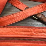 Fossil  Explorer Crossbody‎ Bag Orange Pebbled Leather Zip Top Purse Pockets FLAW Photo 14