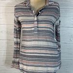 Columbia 'Brooks Lake' White Multicolor Striped Long Roll Up Sleeve Tunic XS Photo 0